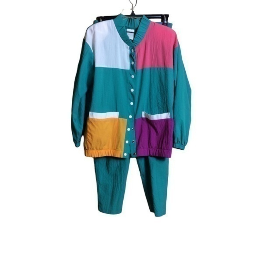 Vintage 90s Teddi Sport teal windsuit. Small